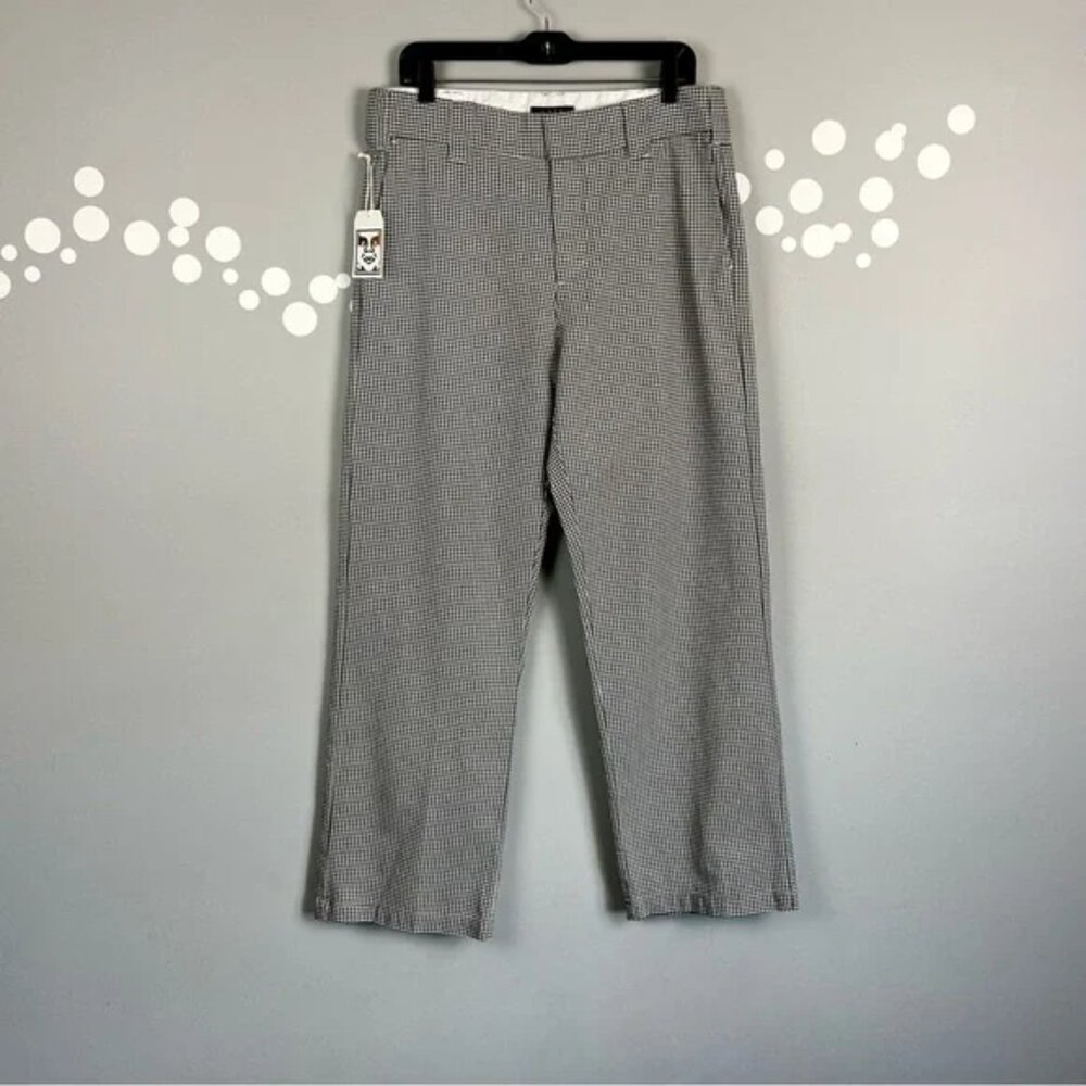 NWT Obey Creeper Pants Herringbone High-Rise Cotton Straight Leg Size 28